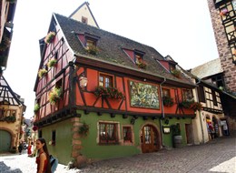 Francie - Alsasko - Riquewihr , hrázděné domy